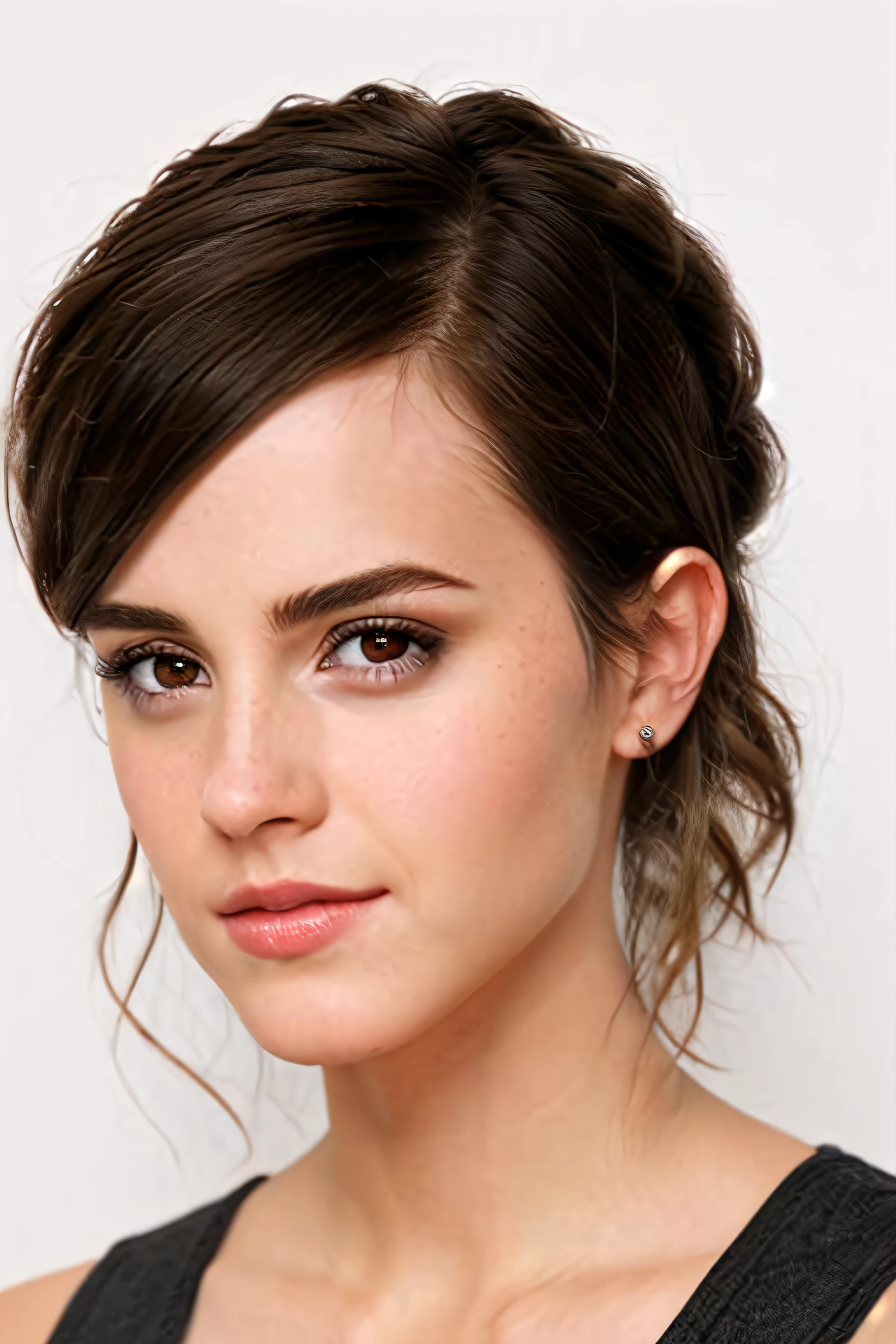 3mm4w, face, very short hair, tomboy