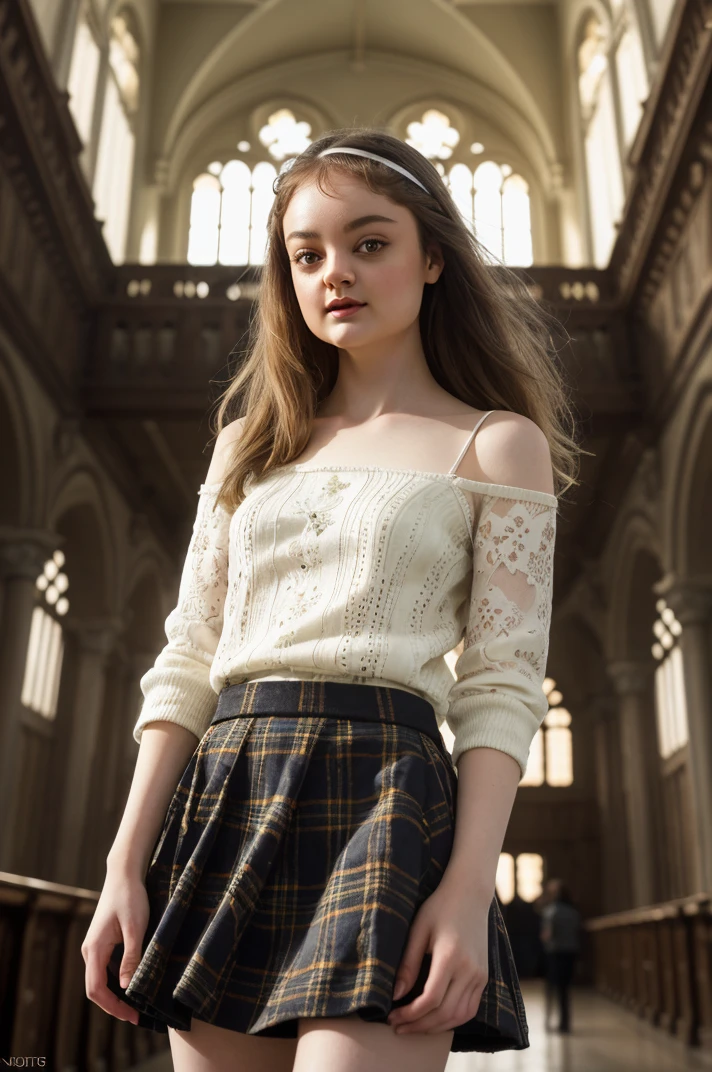 4k, 8k, 16k, HDR, Highly detailed, Cinematographer photo, RAW, Realistic photo, Photorealistic, Detailed beautiful skin, whole body, ellafreya, ((, shoulder length curly hair, dark brown hair, pale skin, freckles on both cheeks, brown eyes,wear thick glasses)), (((shirt and pleated skirt))), perfect body, belly button, hips, legs, knees, ankles, pies, detailed face, looking at the viewer, Perfect face, perfect nose, perfect mouth, slight smile, perfect skin, perfect lips, perfect arms, only 2 arms, perfect shoulders, sexy, small breasts, small butt, detailed hands, perfect hands, fingers, 5 fingers, detailed body, Perfect neck, perfect head, Pretty Woman, big smile, standing position, full body picture, looking at the viewer