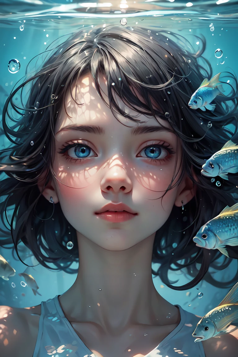 (masterpiece, best quality:1.4), high detail, (detailed face), detailed eyes, detailed background,dramatic lighting, 1 girl,underwater hair physics,air bubbles,light coming through water,reflections,laying in water,split layers of water,school of fish,beauty, <lora:more_details:0.3> ,<lora:GoodHands-beta2:1>, <lora:GPTS4 dreamwave full_478773:0.4>