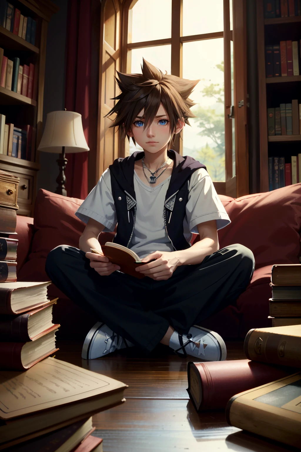 ((ultra detailed, masterpiece, absurdres))
<lora:KHSora:0.9>
KHSora, 1boy, solo, brown hair, blue eyes, spiked hair, Ski lodge, winter setting, standing with snow-covered trees, cozy sweater, warm charm