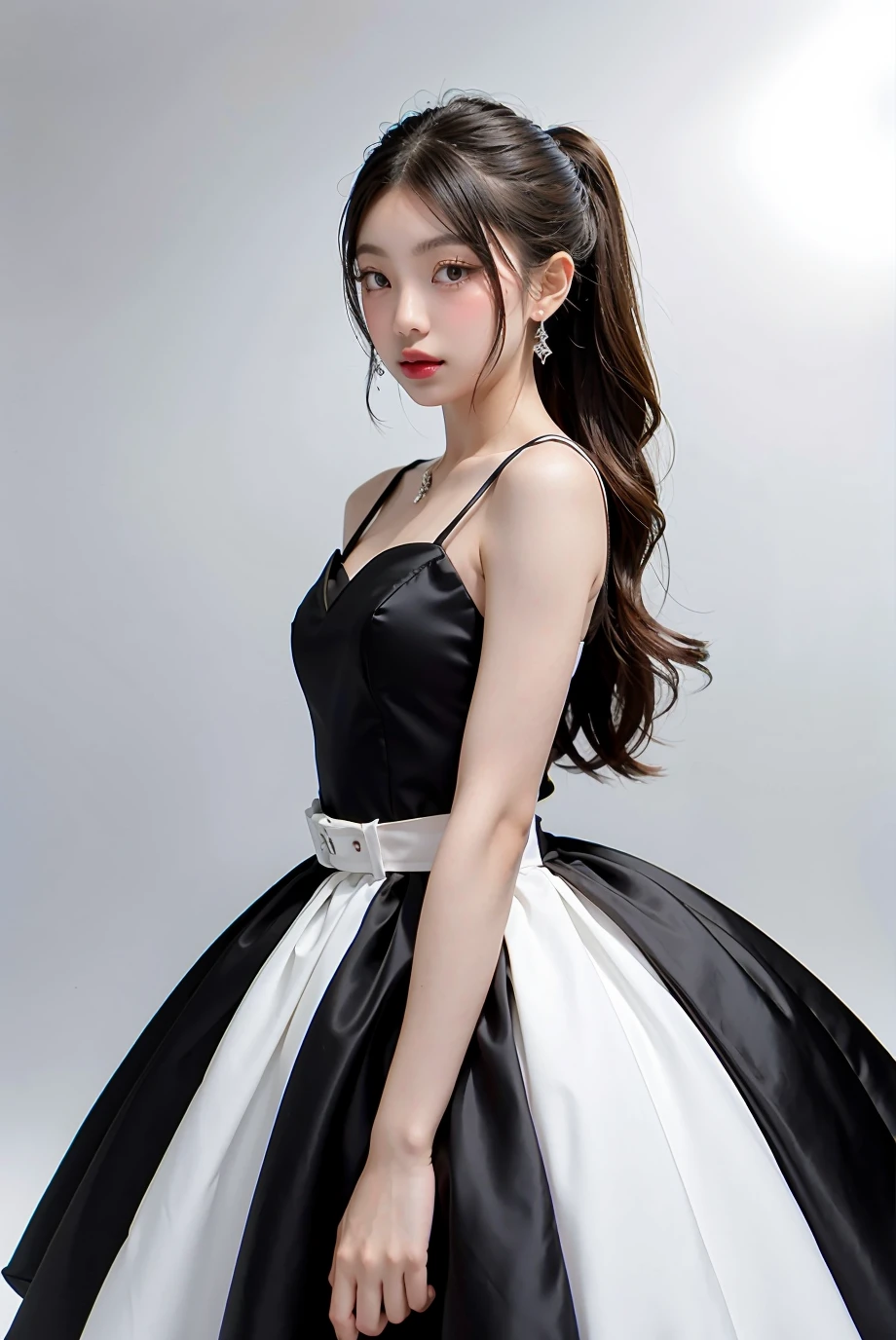 (masterpiece), best quality, 1girl, black formal dress, white background, <lora:Taaoem4EVE-04:1>