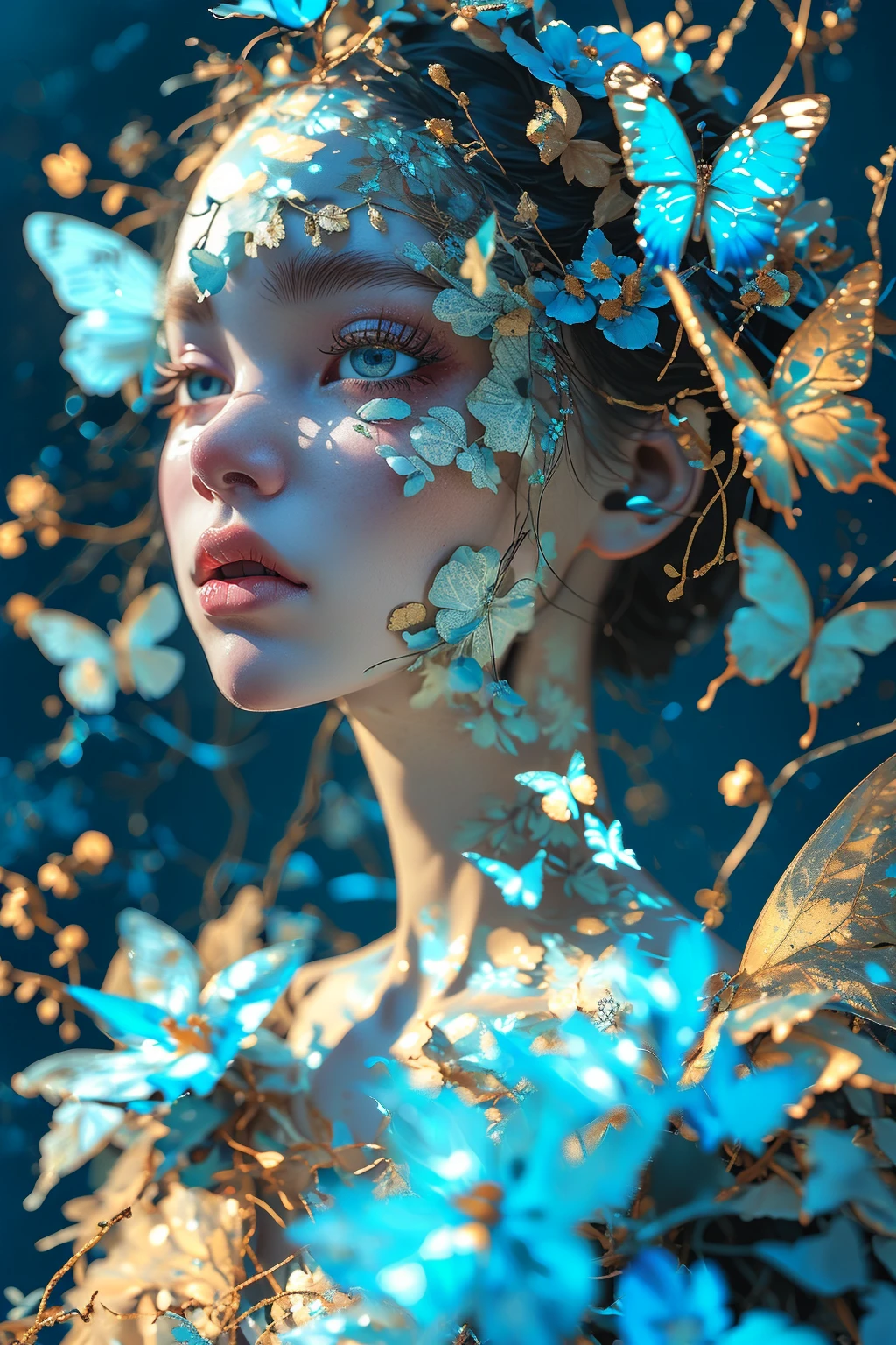 1doll,upper body,white hair,<lora:麻è¢2024-014:0.5>,simple background,black hair,blue_flowers,<lora:麻è¢2024-001:0.6>,butterfly,Glowing,blue eyes,<lora:麻è¢2024-002:0.7>,, masterpiece,best quality,ultra-detailed,