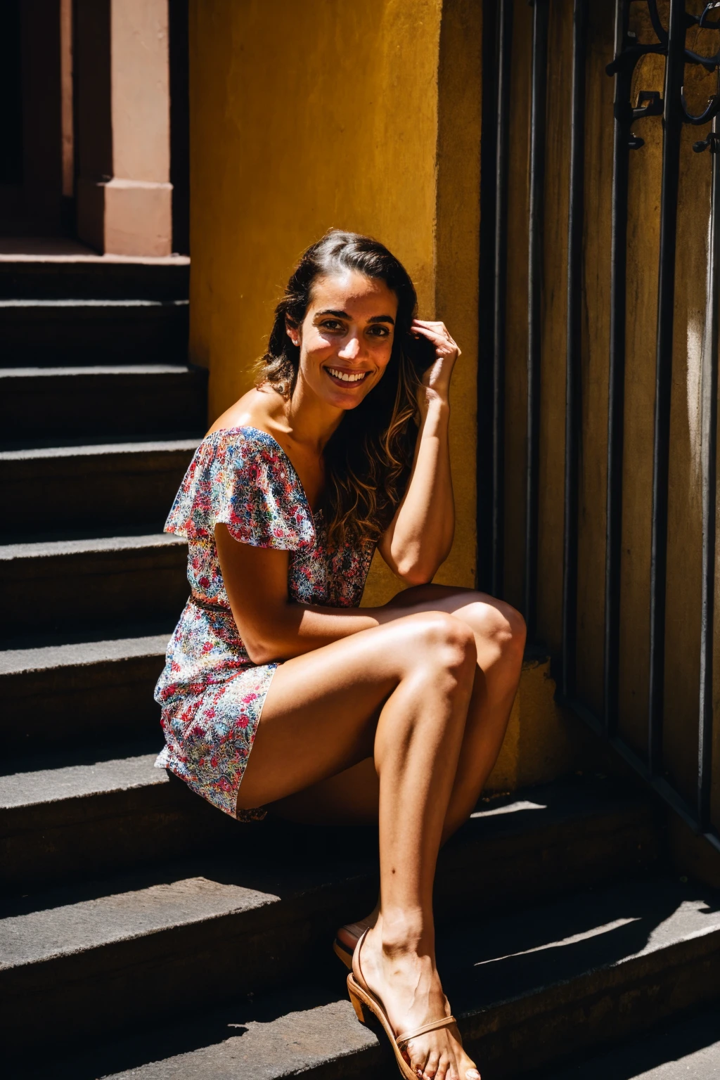 (masterpiece, best quality, high resolution:1.2),
HDR, shot on Canon 5D Mark II, depth of field, intricate details,
a pretty girl in shorts, sitting on a staircase on a busy street, <lora:ZH_ShotByElsaBleda_v1:0.8>, zh_shot_by_elsa_bleda, realistic, scenery, dark