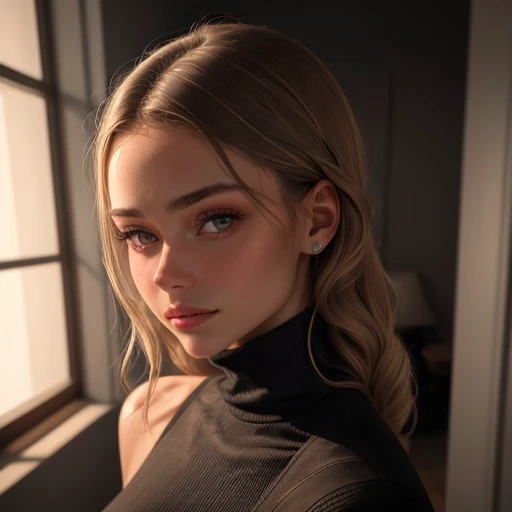 <lora:emiliabartoeck_sd15_512_128_64_v1:1> 1girl solo looking at viewer  wearing a turtleneck sweater  epiCRealism