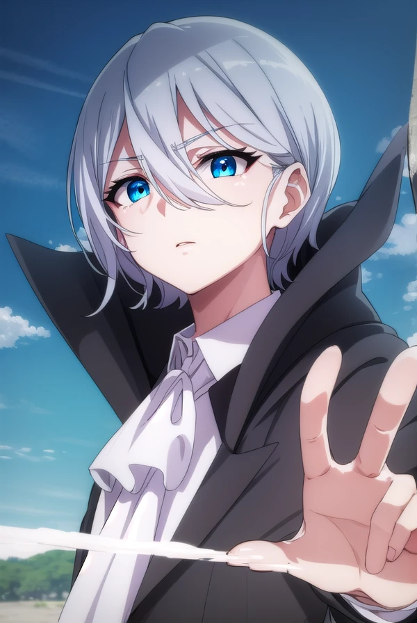 fruitofevolutiondestra, <lora:fruitofevolution destra s2-lora-nochekaiser:1>,
destra, short hair, blue eyes, hair between eyes, grey hair, male focus,
BREAK shirt, long sleeves, white shirt, grey hair, open clothes, vest, coat, ascot, black coat, white ascot,
BREAK outdoors, nature, forest, sun, sky, clouds,
BREAK looking at viewer,
BREAK <lyco:GoodHands-beta2:1>, (masterpiece:1.2), best quality, high resolution, unity 8k wallpaper, (illustration:0.8), (beautiful detailed eyes:1.6), extremely detailed face, perfect lighting, extremely detailed CG, (perfect hands, perfect anatomy),
