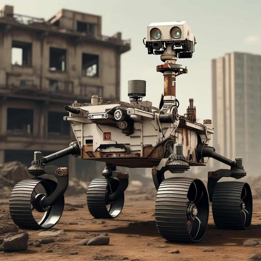 a rover robot, in a postapocalyptic city, highly detailed, photography, ultra sharp, film, professional, 64k <lora:add-detail-xl:1.5> <lora:CuriosityRover1024:0.7>