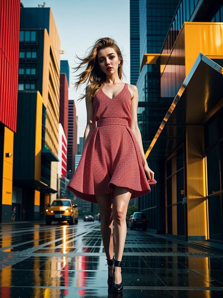 1 girl,  walking on street,  colorfulnight, vertical decoration, Frames,  horizontal decorative, Void volumes, Stacked volumes,<lora:EMS-179-EMS:0.300000>,<lora:EMS-263629-EMS:1.000000>,<lora:EMS-243570-EMS:0.700000>