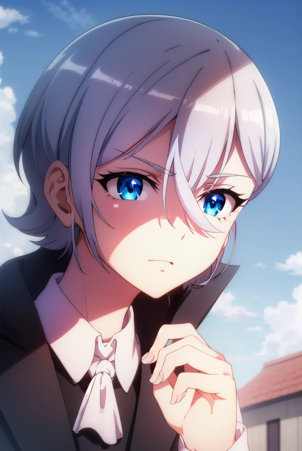 fruitofevolutiondestra, <lora:fruitofevolution destra s2-lora-nochekaiser:1>,
destra, short hair, blue eyes, hair between eyes, grey hair, male focus,
BREAK shirt, long sleeves, white shirt, grey hair, open clothes, vest, coat, ascot, black coat, white ascot,
BREAK outdoors, nature, forest, sun, sky, clouds,
BREAK looking at viewer,
BREAK <lyco:GoodHands-beta2:1>, (masterpiece:1.2), best quality, high resolution, unity 8k wallpaper, (illustration:0.8), (beautiful detailed eyes:1.6), extremely detailed face, perfect lighting, extremely detailed CG, (perfect hands, perfect anatomy),