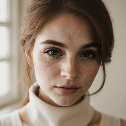 <lora:danielleboker_sd15_512_128_64_v1:1> 1girl solo looking at viewer wearing a turtleneck sweater epiCRealism