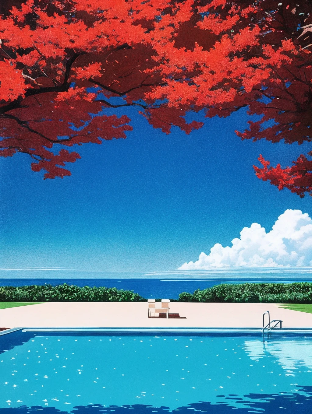 best quality,masterpiece,ultra high res,
HiroshiNagai,ocean,in summer,<lora:HiroshiNagai_b:0.8>,pool,