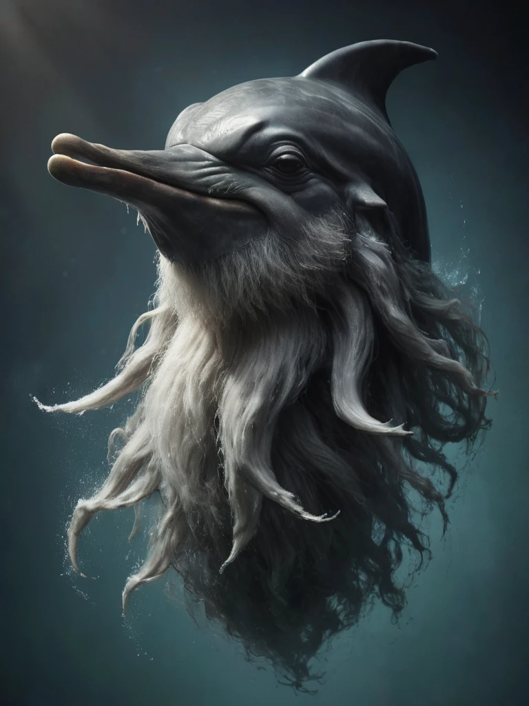 depiction of a dolphin with an epic beard and mustache, deep shadows, cinematic,  <lora:- SDXL - brdanmu_ beard_mustache_V1.0:.6>