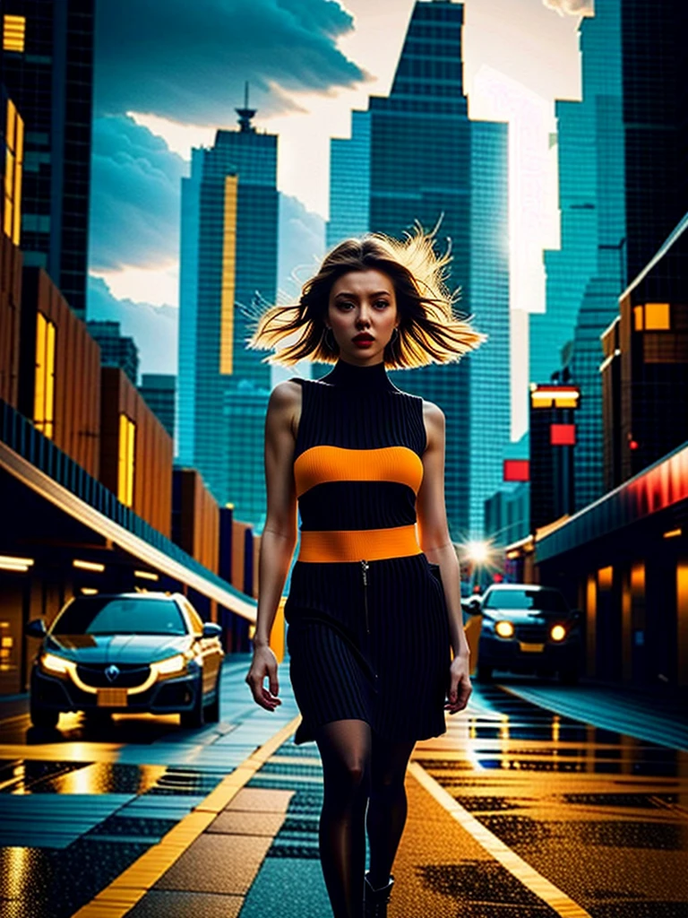 1 girl,  walking on street,  colorfulnight, vertical decoration, Frames,  horizontal decorative, Void volumes, Stacked volumes, horizontal decorative,<lora:EMS-179-EMS:0.300000>,<lora:EMS-263629-EMS:1.100000>,<lora:EMS-227907-EMS:0.800000>