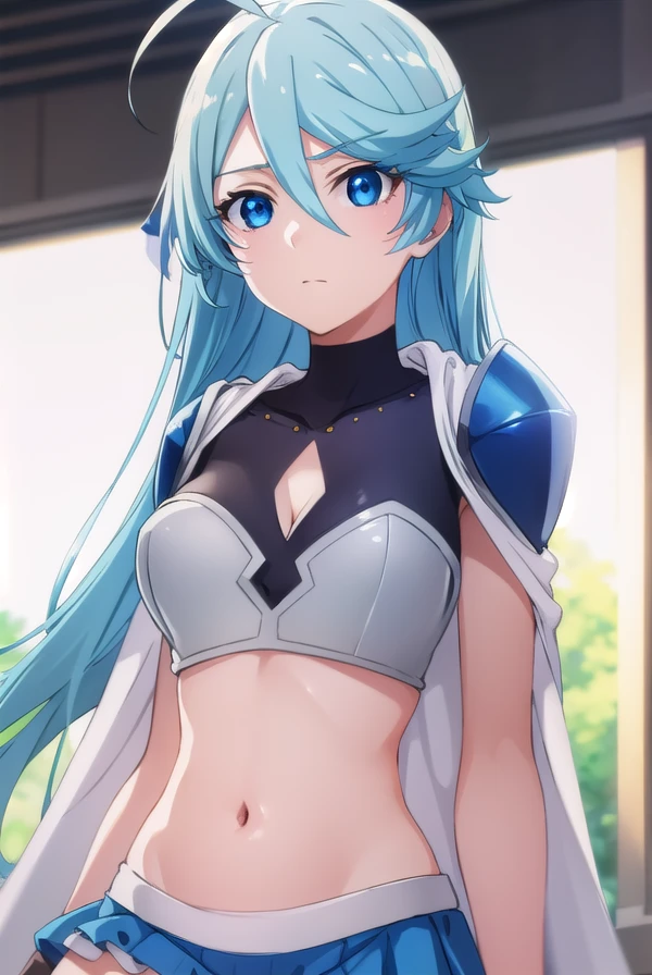 louisebalze, <lora:louise balze s2-lora-nochekaiser:1>,
louise balze, blue eyes, hair between eyes, blue hair, ahoge, long hair,
BREAK skirt, thighhighs, gloves, cleavage, pleated skirt, fingerless gloves, cape, armor, blue skirt, zettai ryouiki, covered navel, cleavage cutout,
BREAK outdoors,
BREAK looking at viewer,
BREAK <lyco:GoodHands-beta2:1>, (masterpiece:1.2), best quality, high resolution, unity 8k wallpaper, (illustration:0.8), (beautiful detailed eyes:1.6), extremely detailed face, perfect lighting, extremely detailed CG, (perfect hands, perfect anatomy),