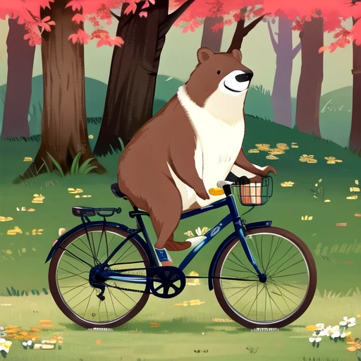 (masterpiece:1.2), best quality, masterpiece, highres, original, extremely detailed wallpaper, perfect lighting,(extremely detailed CG:1.2), drawing, artist name, autumn, autumn leaves, bear, bicycle, bird, black eyes, branch, cherry blossoms, daisy, floral background, flower, ground vehicle, leaf, leaf background, lily \(flower\), maple leaf, no humans, orange flower, penguin, pink flower, tree, white flower, yellow flower, <lora:picture_book:0.6>