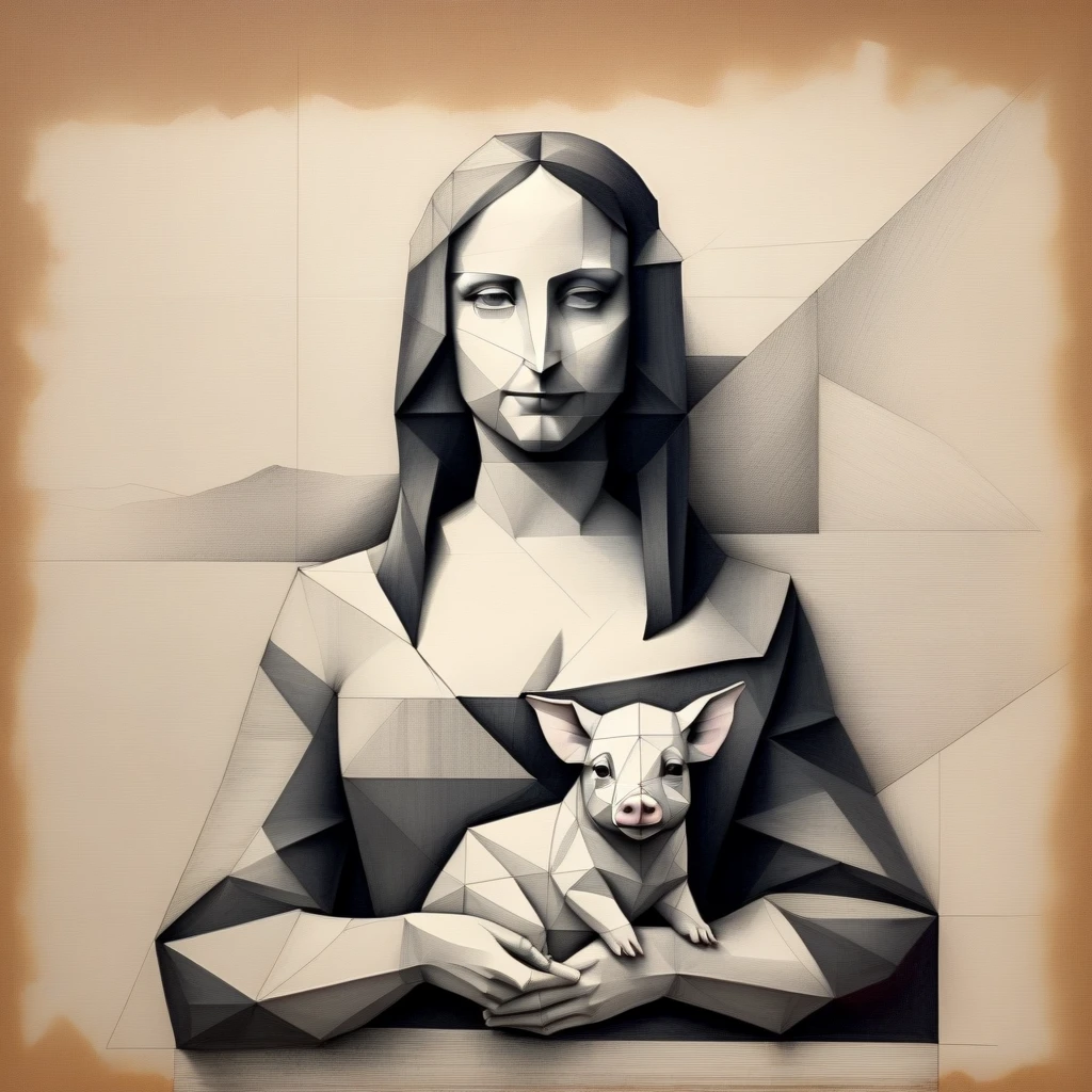 gformix geometric sketch mona lisa, lady with a piglet
 <lora:gformix:0.8>
