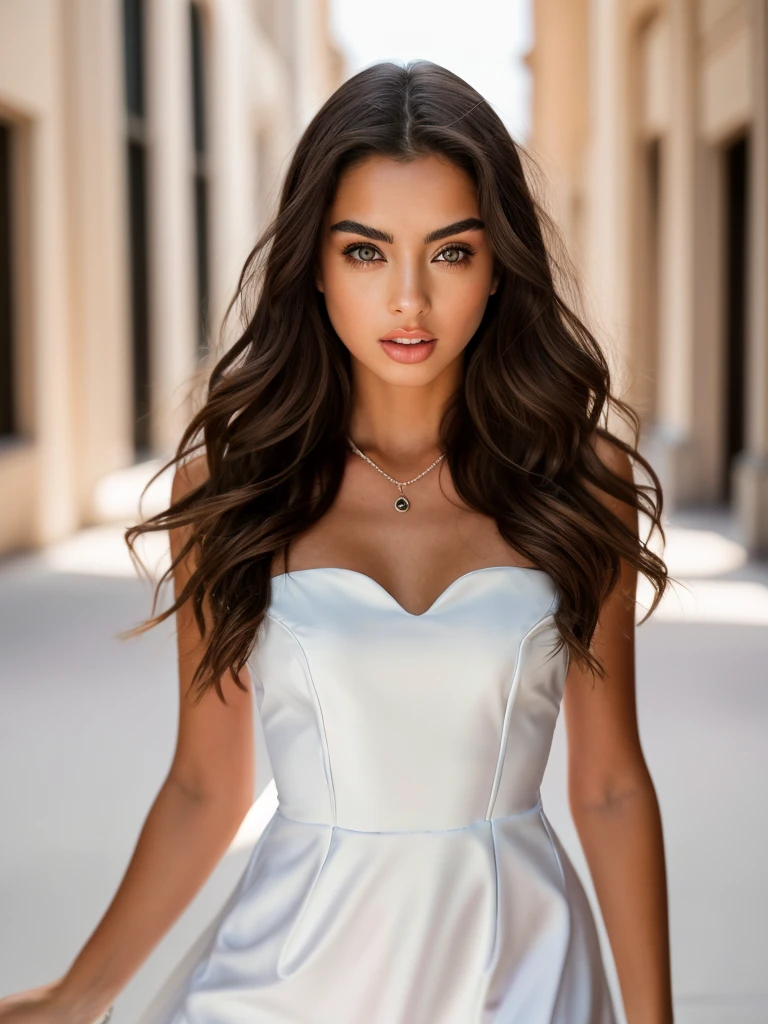 Realistic photo of a beautiful l1z4k woman, 1girl,solo,long hair,breasts,brown hair,black hair,dress,bare shoulders,jewelry,parted lips,sleeveless,necklace,mole,blurry,lips,mole under eye,sleeveless dress,blurry background,red dress,realistic,red lips,mole on cheek, soft lighting, professional Photography, Photorealistic, detailed, RAW, analog, sharp focus, 8k, HD, high quality, masterpiece<lora:l1z4k:1.0>