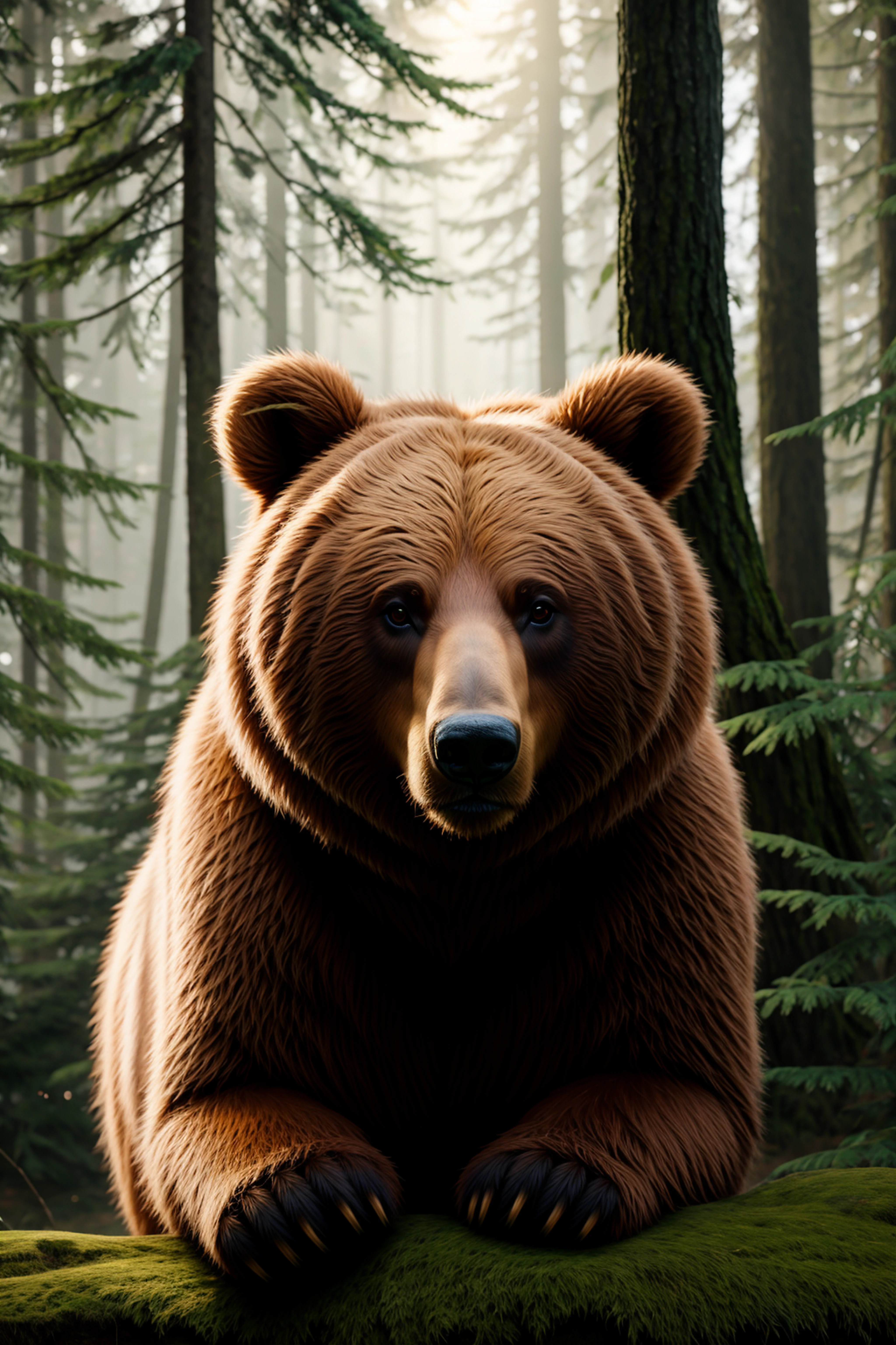 award winning wildlife ,masterpiece,best quality,bear ,in the forest,realistic  (medium long shot:1.4), 35mm film movie still, ultra photorealistic, photorealism,taken with hasselblad H6D 100c, the HCD 24mm lens, hazy mood, cinematic dramatic lighting, cold muted colors, (DOF:1.4), sharp focus, (perfect real extremely details), amazing fine detail, absurdres, hyper realistic lifelike texture, dramatic lighting