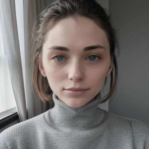 <lora:jennifervandamsel_sd15_512_128_64_v1:1> 1girl solo looking at viewer wearing a turtleneck sweater epiCRealism
