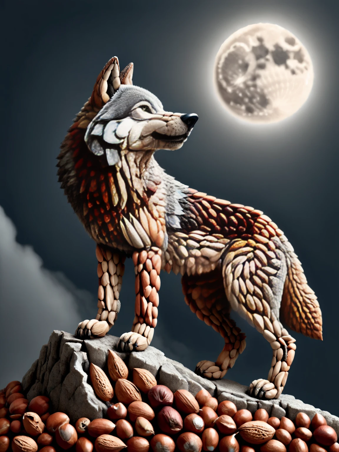 A ais-nutz wolf, on the edge of a cliff howling at the moon <lora:ais-nutz:1>