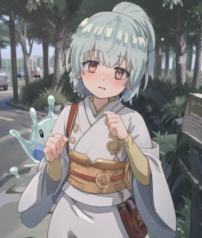 (sola:1.2), aibi, 1girl, 1other, slime \(creature\), (slime:1.2), outdoors, red kimono flower pattern, japanese clothes, skirt, obi, sash,
ponytail, pokemon, androgynous, (full face blush:1.5), yellow eyes, cowboy shot,
<lora:saijaku_teima-loha-bundle-15000:0:1:lbw=1,0,0,0,0,0,0,0,0,0,0,0,0,0,0,0,0,1,1,1,1,1,0,0,0,0>, <lora:marble_v204:0.8>