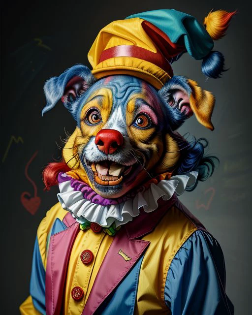 A crazy clown HuWoof <lora:SD15-HuWoof-LoRA:1>