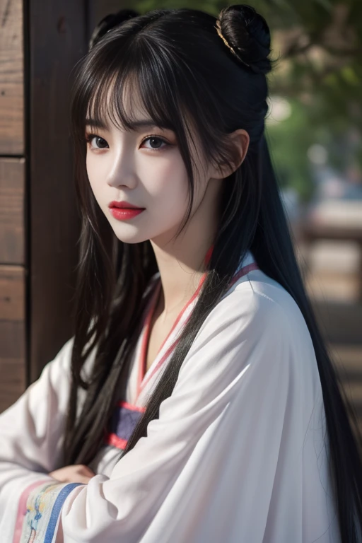 ltra-detailed,highly detailed,best quality,masterpiece,illustration,realistic,photorealistic,
jiangyanli, 1girl, solo,
hanfu, chinese clothes, long sleeves, wide sleeves, shawl,
long hair,double hair bun, hair ornament,bangs,
upper body, looking at viewer,
<lora:jiangyanli_v1_04:0.7>