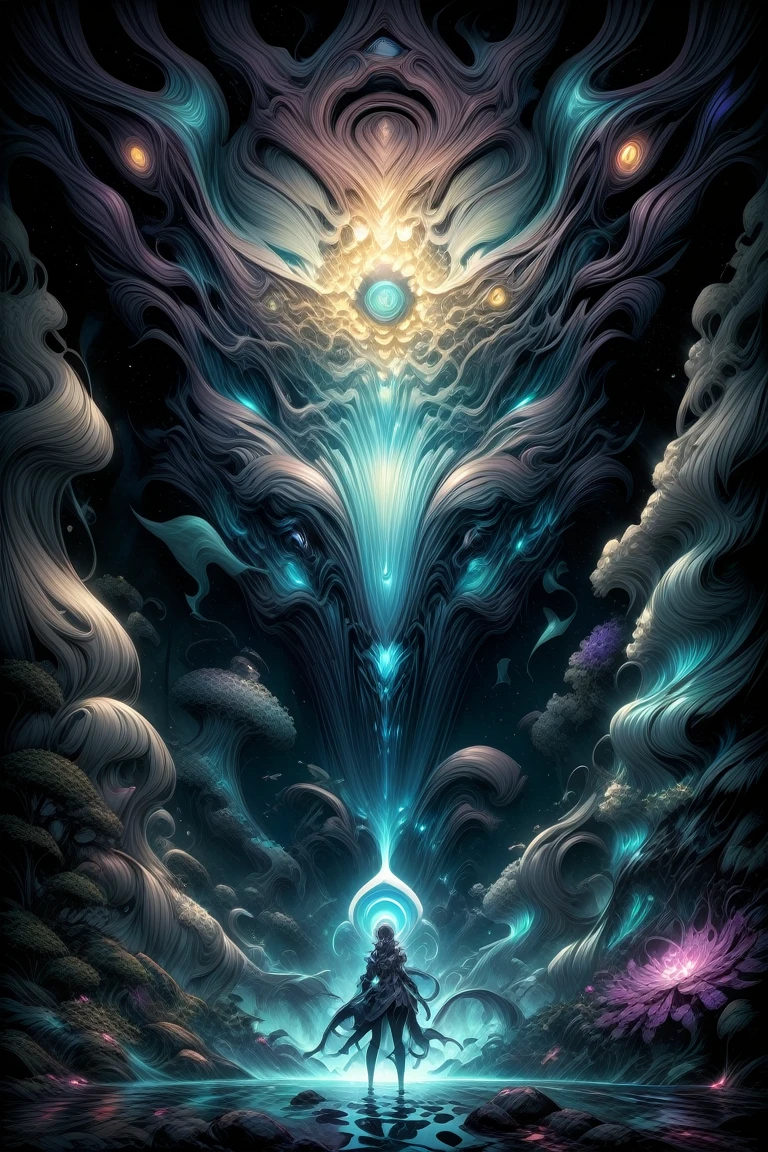 toned, cinematic, interdimensional (female:0.5) creature, biomechanical ghost, mesmerizing visual puzzle, hyper-detailed, artistic style, neural network, bioluminescent,
