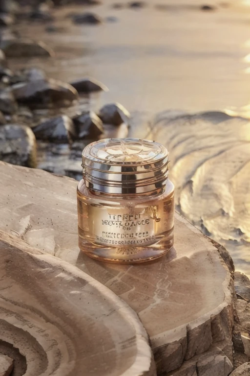 (Hyper quality:1.41),High resolution,Colorful,Extreme Details,Vivid Colors,(masterpiece:1.42),No humans,close-up,a skin care product,light,bright background,warm tones,octane rendering,blurred background,gradient color,sea level,blurred mountains,outdoor,landscape,sky,sunset,<lora:MooMoo-Beauty Cosmetic:1>,