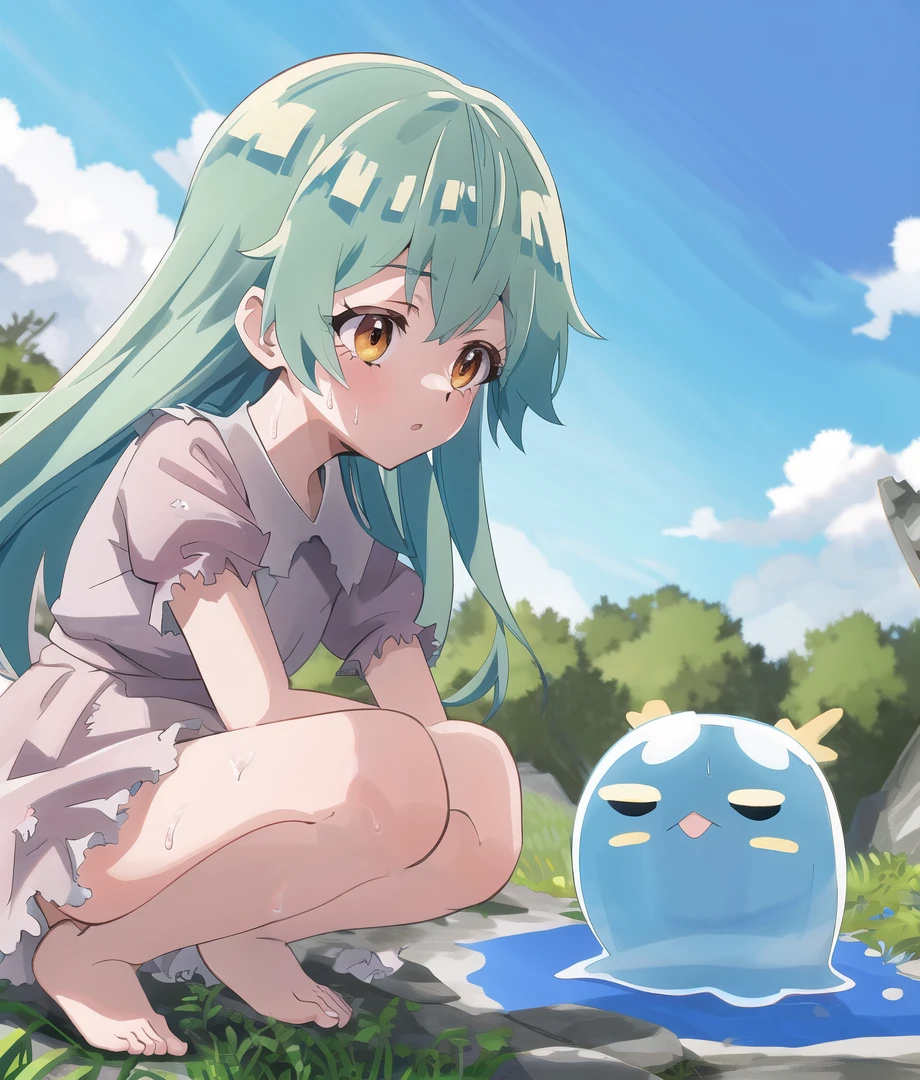 legs, aibi_long_hair, 1girl, sola, slime, 1another, pokemon \(creature\),
barefoot, white bloomers, outdoors, day, sweat kneeling, blue sky, shirt, riverside,
<lora:saijaku_teima-loha-bundle-15000:1:1:lbw=1,0,0,0,0,0,0,0,0,0,0,0,0,0,0,0,0,1,1,1,1,1,0,0,0,0>, <lora:kohakuV5_rev2:0.7>