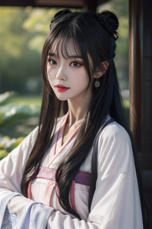 ltra-detailed,highly detailed,best quality,masterpiece,illustration,realistic,photorealistic,
jiangyanli, 1girl, solo,
hanfu, chinese clothes, long sleeves, wide sleeves, shawl,
long hair,double hair bun, hair ornament,bangs,
upper body, looking at viewer,
<lora:jiangyanli_v1_04:0.7>