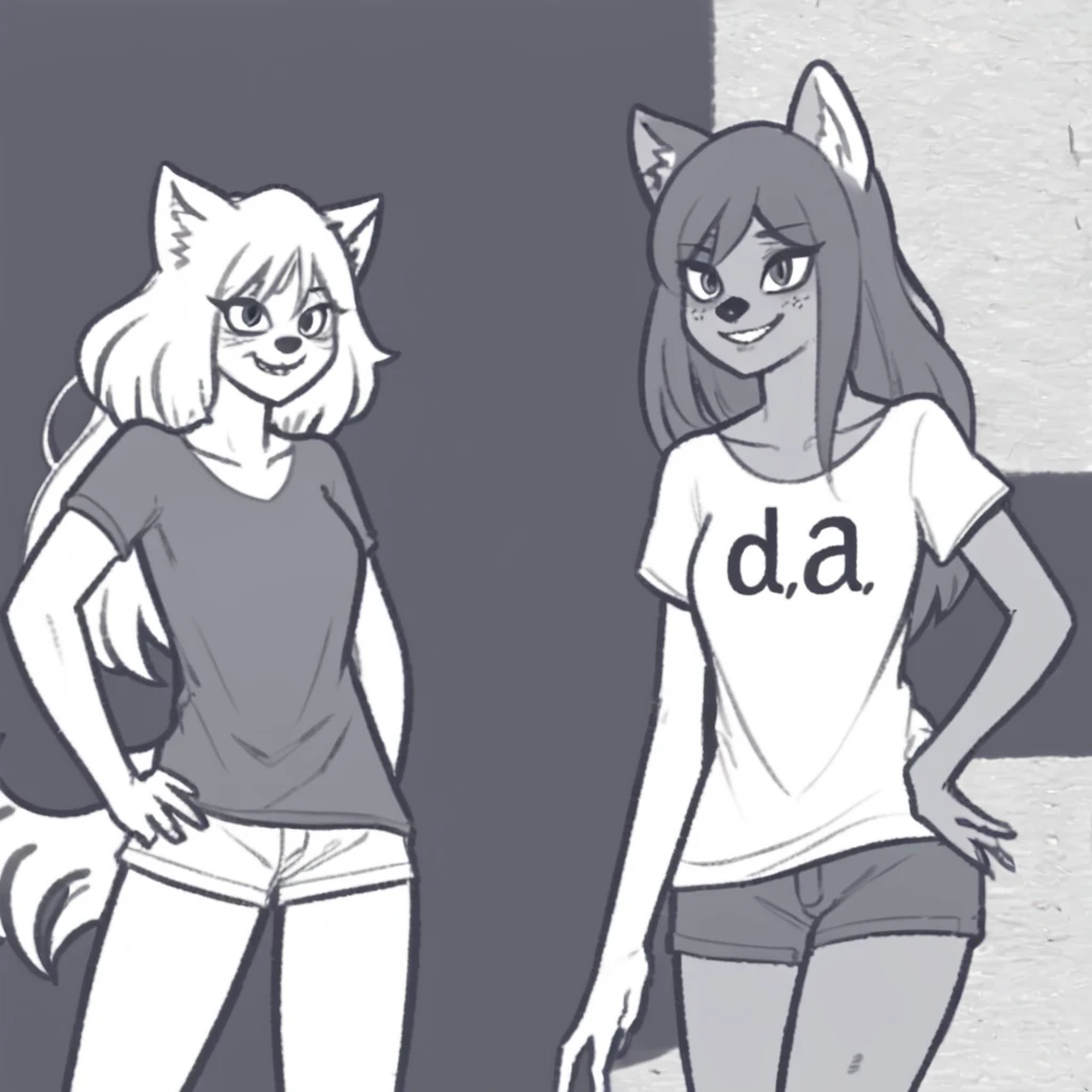 Grayscale,cartoon,girl, anthros, <lora:pingunuldoll:0.8>