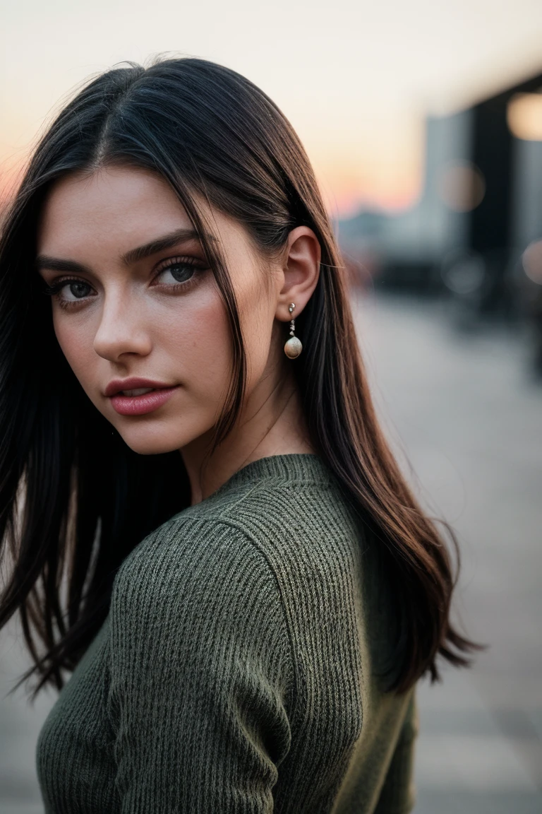 photo of (rydrmccr4nn-134:0.99), a beautiful woman, perfect hair, (serious look), (modern photo, Sage Green ribbed sweater), 24mm, (analog, cinematic, film grain:1.3), (space station:1.2), detailed eyes, (seductive pose), (epicPhoto), (looking at viewer), jewelry, (cinematic shot:1.3), PA7_Portrait-MCU