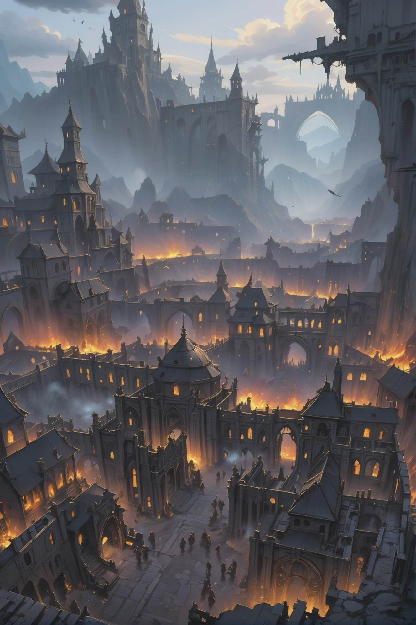painting, digital painting, ruined fantasy town beyond the beginning of time<lora:EnvyBetterHiresFixXL01:0:hr=1><lora:EnvyDeepforgeXL01:1>