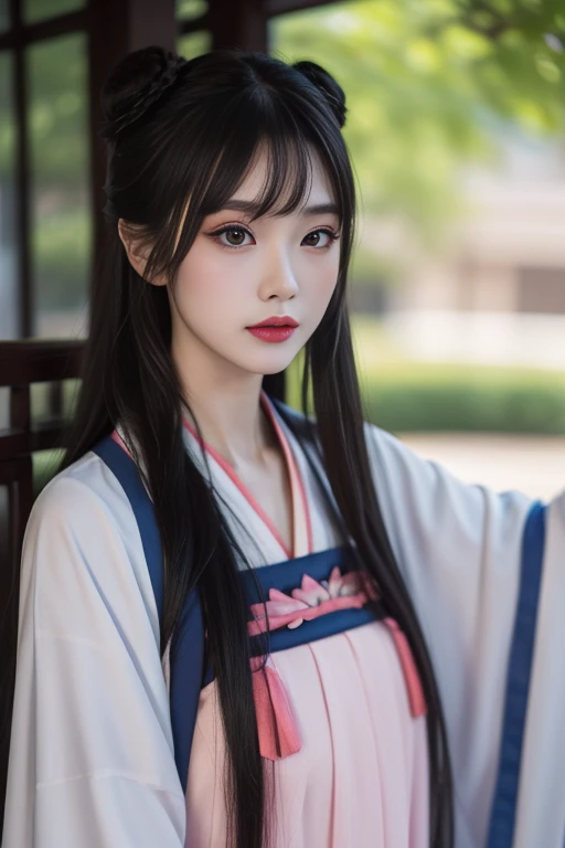 ltra-detailed,highly detailed,best quality,masterpiece,illustration,realistic,photorealistic,
jiangyanli, 1girl, solo,
hanfu, chinese clothes, long sleeves, wide sleeves, shawl,
long hair,double hair bun, hair ornament,bangs,
upper body, looking at viewer,
<lora:jiangyanli_v1_04:0.7>