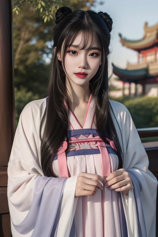 ltra-detailed,highly detailed,best quality,masterpiece,illustration,realistic,photorealistic,
jiangyanli, 1girl, solo,
hanfu, chinese clothes, long sleeves, wide sleeves, shawl,
long hair,double hair bun, hair ornament,bangs,
upper body, looking at viewer,
<lora:jiangyanli_v1_04:0.7>