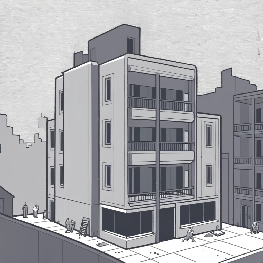 Grayscale,cartoon,building,<lora:pingunuldoll:0.8>
