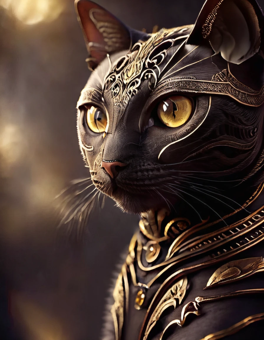 angry cat god, closeup, steampunk, beast, strong, muscular, cyberpunk cybernetic armor, sharp teeth, Artstation illustrators, intricate details, face, full body portrait, illustration, UHD, 4K hyper realistic, enigmatic, highly detailed, sharp focus, professional, 8k UHD, cinematic, wild, violent, dramatic, vivid, nervous vibration, epic, HDR, album cover, fire, powerful
