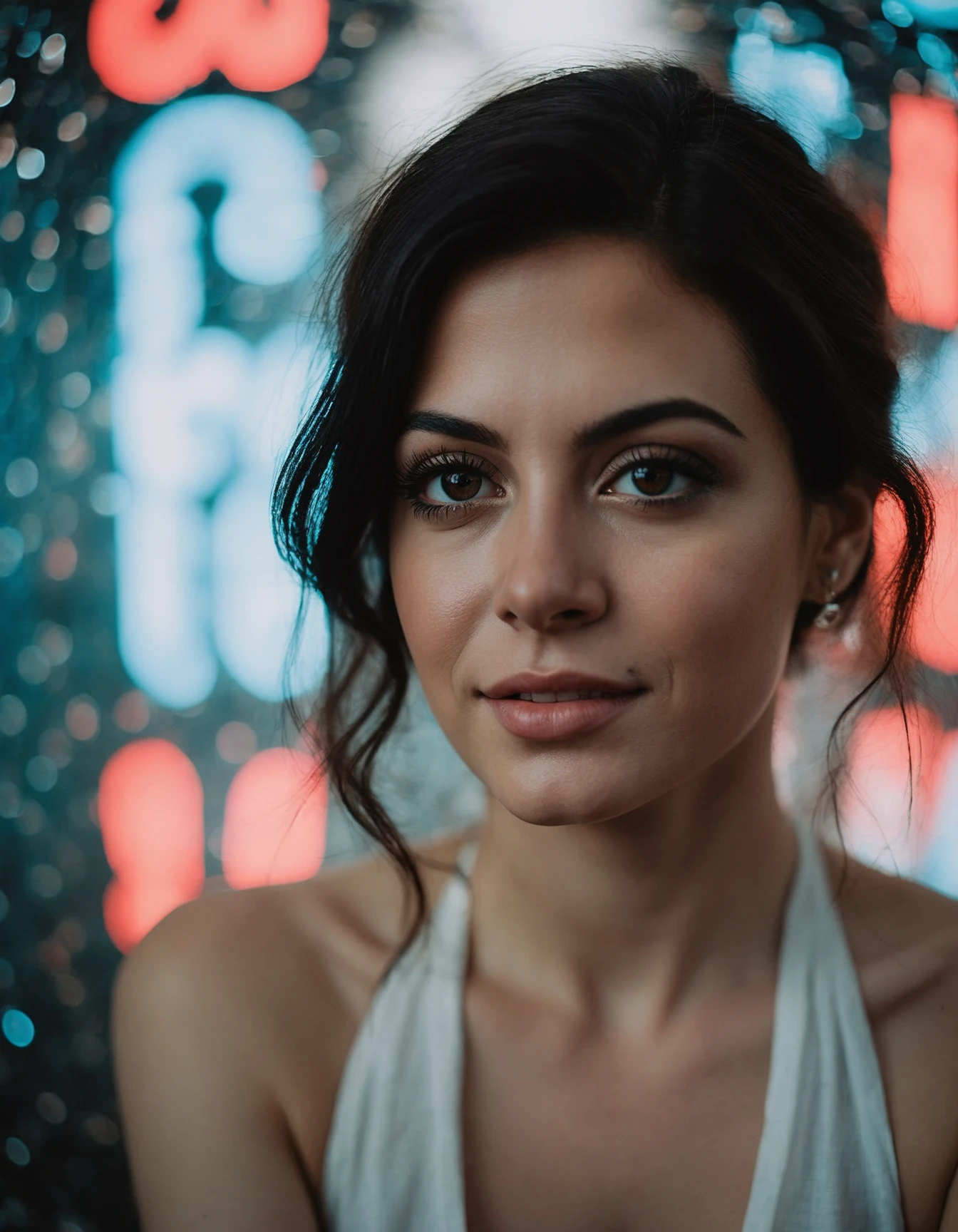 cinematic photo Close-up photography of the face of a 30 years ((ohwx woman)) , (by Alyssa Monks:1.1), by Joseph Lorusso, by Lilia Alvarado, beautiful lighting, sharp focus, 8k, high res, (pores:0.1), (sweaty:0.8), Masterpiece, Nikon Z9, Award - winning photograph <lora:emeraudetoubia_dh128_v1:1> . 35mm photograph, film, bokeh, professional, 4k, highly detailed