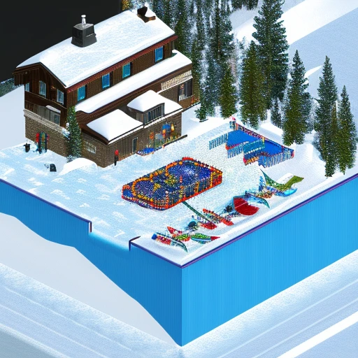 <lora:n3rct_v1:1.0>, (n3rct isometric image), realistic, (high quality), (high resolution), ski resort