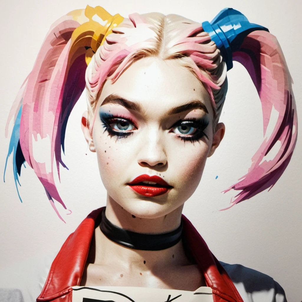 2D animated drawing of Harley Quinn,animation, cartoon, <lora:gihadid_xl_1_standard-000094:1.2>