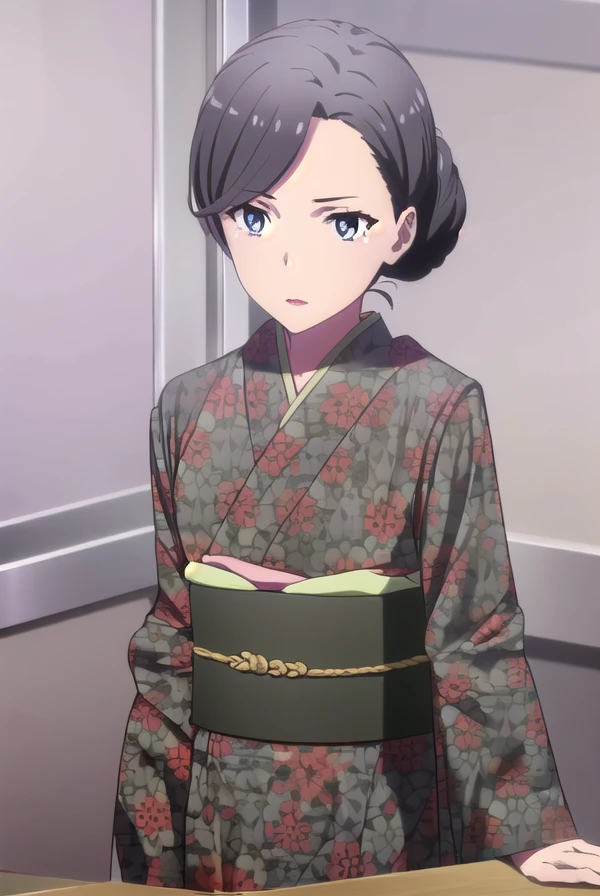 motheryukinoshita, <lora:mother yukinoshita s3-lora-nochekaiser:1>,
mother yukinoshita, short hair, blue eyes, black hair, hair bun, single hair bun, hair up,
BREAK japanese clothes, kimono, sash, makeup, obi, floral print, lipstick, black kimono,
BREAK indoors,
BREAK looking at viewer, (cowboy shot:1.5),
BREAK <lyco:GoodHands-beta2:1>, (masterpiece:1.2), best quality, high resolution, unity 8k wallpaper, (illustration:0.8), (beautiful detailed eyes:1.6), extremely detailed face, perfect lighting, extremely detailed CG, (perfect hands, perfect anatomy),