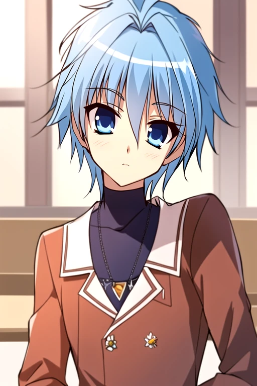 (best quality:1.1), (masterpiece:1.4), game cg, looking at viewer, , depth of field, , , 1boy, solo, male focus, <lora:fuyuhiko_nishino:0.92>, fuyuhiko_nishino, blue hair, blue eyes, short hair, , aztec,