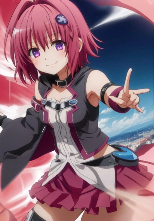 <lora:ToLOVERu:0.6>,MeaKurosaki,smile,dynamic pose,