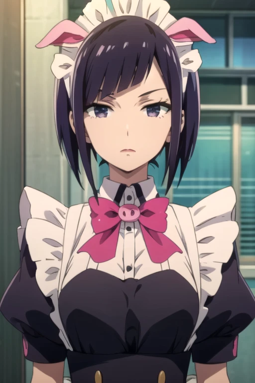 (((pixel-perfect, detail-perfect))), solo, 1girl, <lora:ranko-maidwar:0.8>, ranko mannen, maid, looking at viewer, upper body, closed mouth