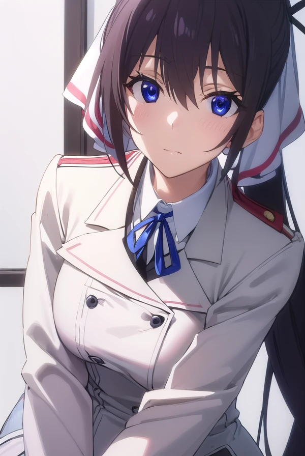 houkishinonono, <lora:houki shinonono s2-lora-nochekaiser:1>,
houki shinonono, long hair, blue eyes, black hair, ribbon, hair ribbon, ponytail,
BREAK school uniform, ribbon, blue ribbon, long sleeves, (red trim:1.2), uniform, military uniform, (white military uniform:1.5),
BREAK indoors, classroom,
BREAK looking at viewer, (cowboy shot:1.5),
BREAK <lyco:GoodHands-beta2:1>, (masterpiece:1.2), best quality, high resolution, unity 8k wallpaper, (illustration:0.8), (beautiful detailed eyes:1.6), extremely detailed face, perfect lighting, extremely detailed CG, (perfect hands, perfect anatomy),