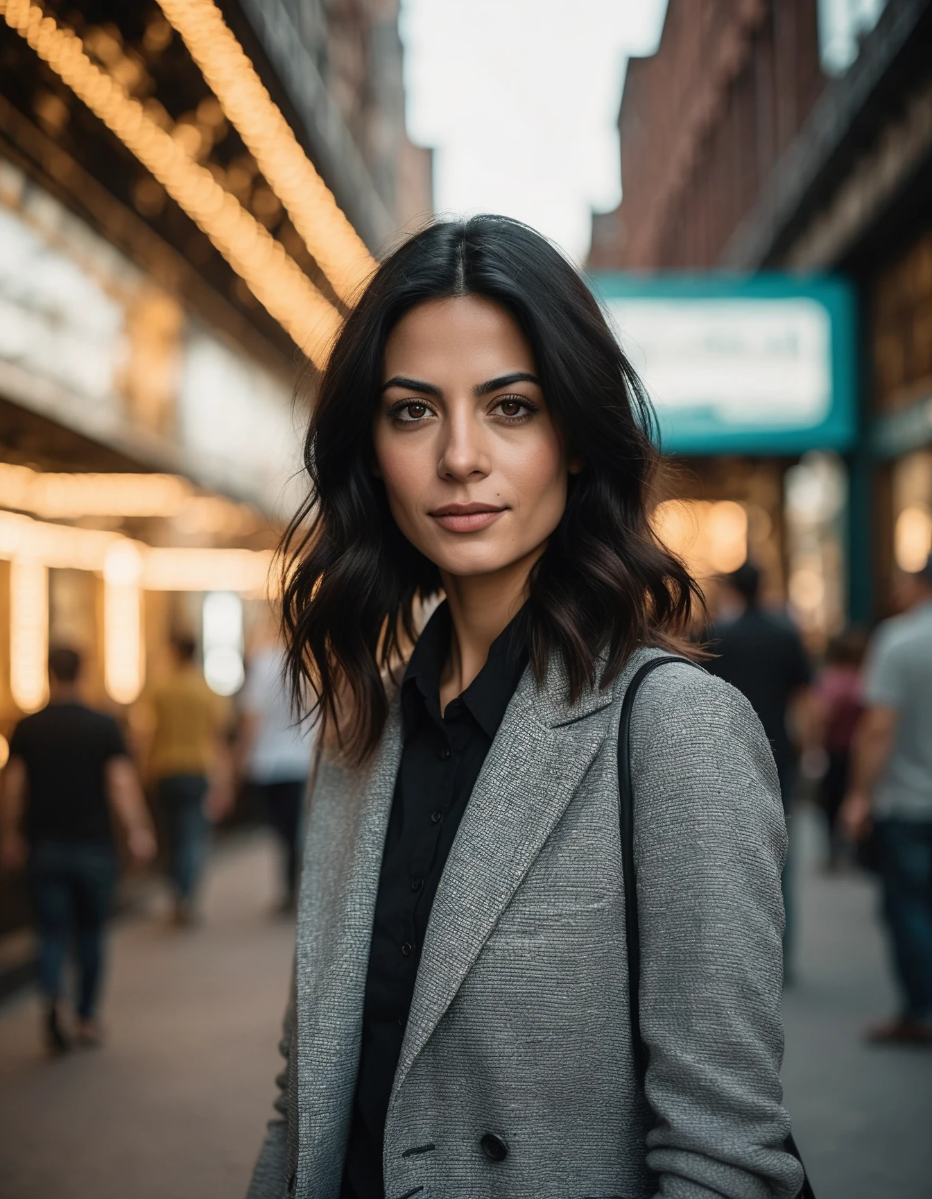 cinematic photo Mid-shot portrait of a beautiful ((ohwx woman)) in his 30s with perfect skin, candid street portrait in the style of Martin Schoeller award winning, Sony a7R <lora:emeraudetoubia_dh128_v1:1> . 35mm photograph, film, bokeh, professional, 4k, highly detailed