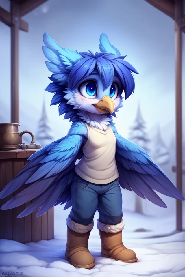 mechanism, wooden engine, copper, lab, outdoors, snow, winter, <lora:Martlet:0.7> marlet, bird, blue feathers, wing arms, blue eyes, blue pants, white shirt, brown boots, masterpiece, high detail, chibi, cute, hard light, cartoon, bright, volumetric light
uploaded on e621, by Castitas, by Makoto Shinkai, by Yakovlev