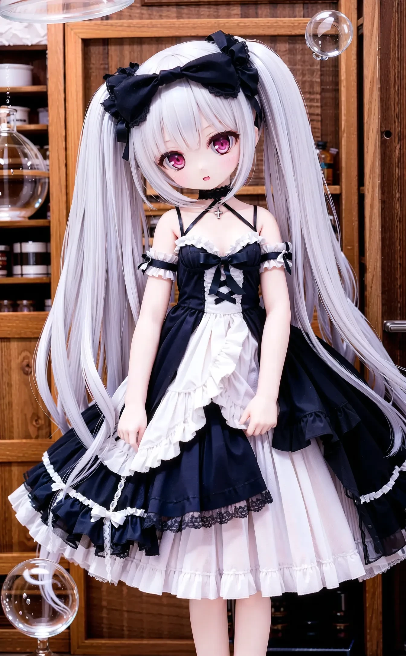 (cowboy shot,very long hair,4349:1),<lora:lora_1230c:0.25>,multiple_girls,2girls,long_hair,twintails,blue_hair,bubble,red_eyes,dress,yuri,frills,very_long_hair,