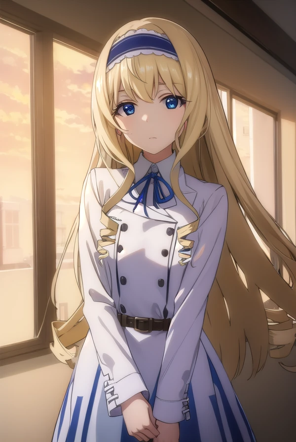 ceciliaalcott, <lora:cecilia alcott s2-lora-nochekaiser:1>,
cecilia alcott, long hair, blue eyes, blonde hair, hairband, drill hair, blue hairband,
BREAK school uniform, ribbon, blue ribbon, long sleeves,
BREAK indoors, classroom,
BREAK looking at viewer, (cowboy shot:1.5),
BREAK <lyco:GoodHands-beta2:1>, (masterpiece:1.2), best quality, high resolution, unity 8k wallpaper, (illustration:0.8), (beautiful detailed eyes:1.6), extremely detailed face, perfect lighting, extremely detailed CG, (perfect hands, perfect anatomy),