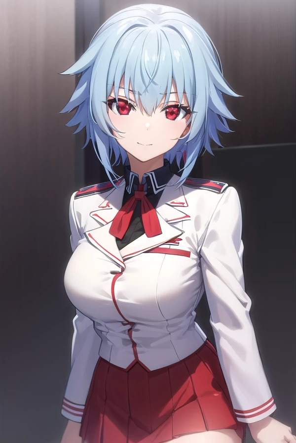 tatenashisarashiki, <lora:tatenashi sarashiki s2-lora-nochekaiser:1>,
tatenashi sarashiki, short hair, blue hair, (red eyes:1.3), smile, grin,
BREAK school uniform, ribbon, blue ribbon, long sleeves, (red trim:1.2), uniform, military uniform, (white military uniform:1.5),
BREAK indoors, classroom,
BREAK looking at viewer, (cowboy shot:1.5),
BREAK <lyco:GoodHands-beta2:1>, (masterpiece:1.2), best quality, high resolution, unity 8k wallpaper, (illustration:0.8), (beautiful detailed eyes:1.6), extremely detailed face, perfect lighting, extremely detailed CG, (perfect hands, perfect anatomy),